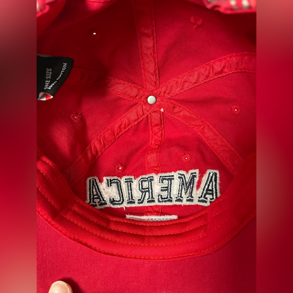 Kbethos  Vintage Distressed America Baseball Cap Red Strap Back - Picture 6 of 8
